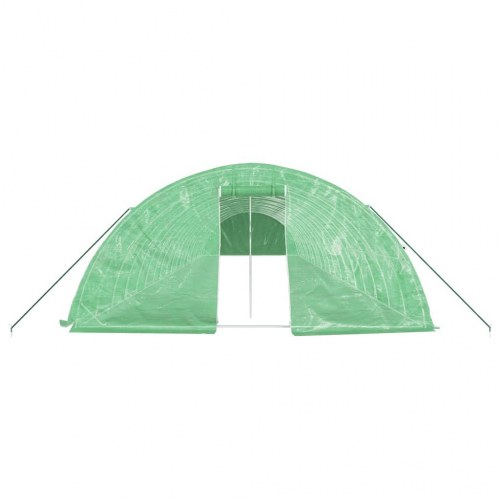 Drivhus med stålstel 100 m² - 20 × 5 × 2,3 m, grøn