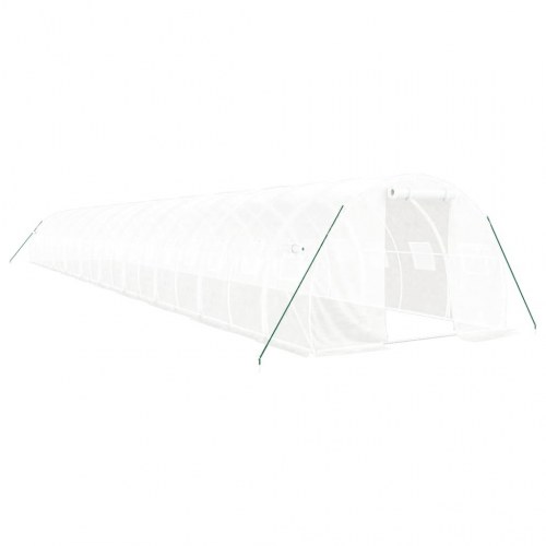 Drivhus med stålstel 60 m² - 20 × 3 × 2 m, hvid