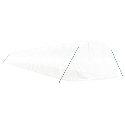 Drivhus med stålstel 60 m² - 20 × 3 × 2 m, hvid