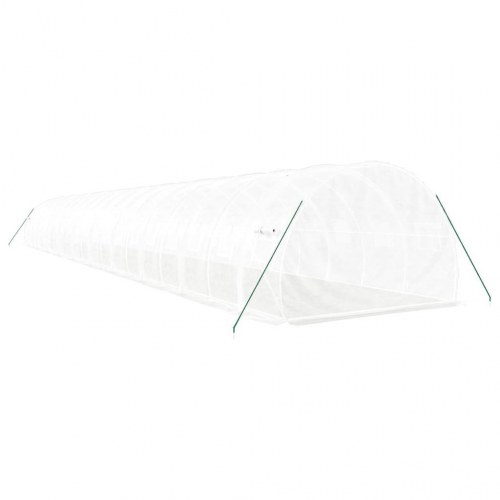 Drivhus med stålstel 60 m² - 20 × 3 × 2 m, hvid
