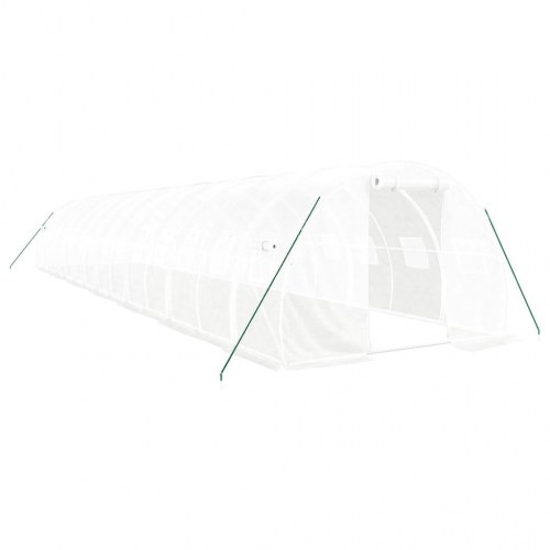 Drivhus med stålstel 42 m² - 14 × 3 × 2 m, hvid