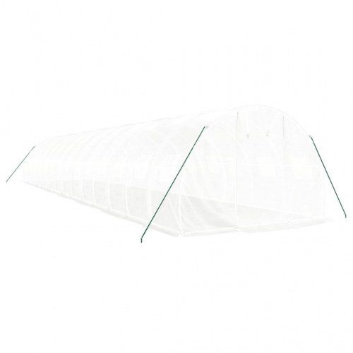 Drivhus med stålstel 42 m² - 14 × 3 × 2 m, hvid