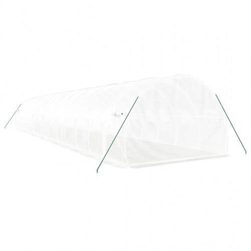 Drivhus med stålstel 42 m² - 14 × 3 × 2 m, hvid