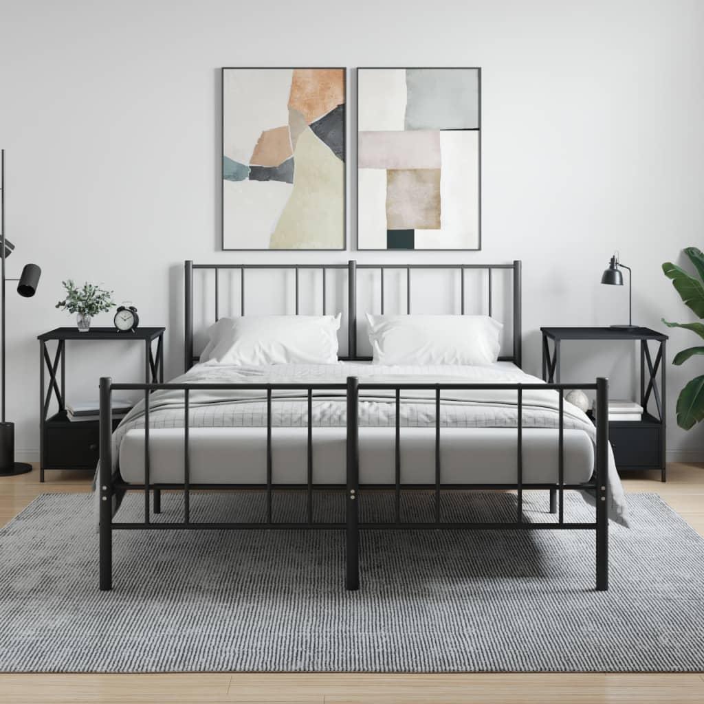 Sengeborde 2 stk. 50x41x65 cm konstrueret træ sort billede