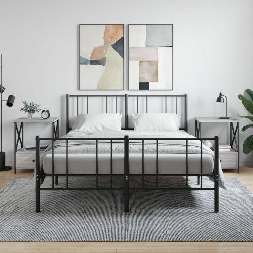 Sengeborde 2 stk. 50 x 41 x 65 cm - grå sonoma-eg