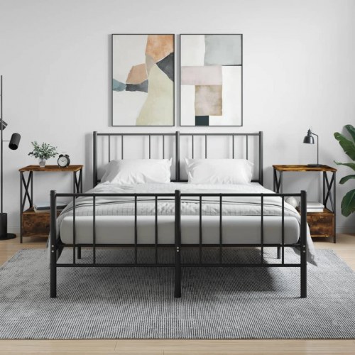 Sengeborde 2 stk. 50 x 41 x 65 cm - røget egetræ