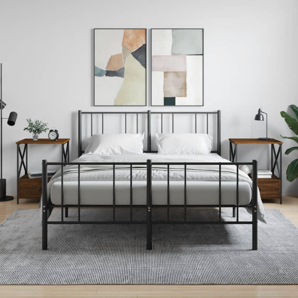 Sengeborde 2 stk. 50x41x65 cm konstrueret træ brun egetræsfarve billede