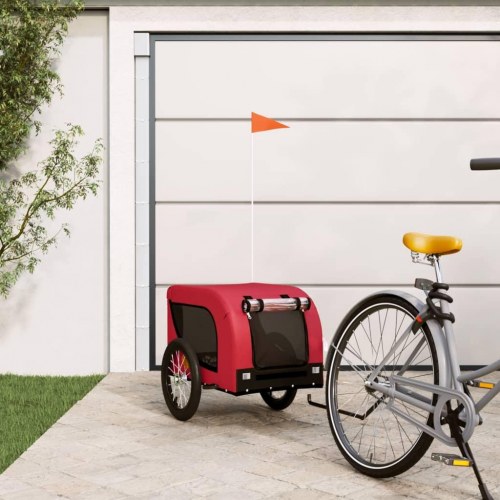 Hundetrailer til cykel i oxfordstof og jern - rød/sort