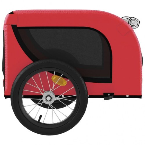 Hundetrailer til cykel i oxfordstof og jern - rød/sort