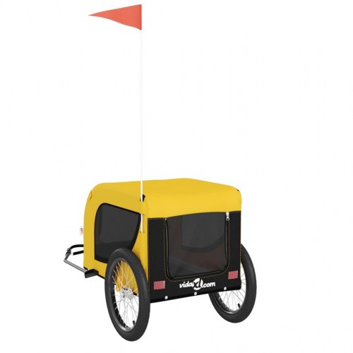 Hundetrailer til cykel i oxfordstof og jern - gul/sort