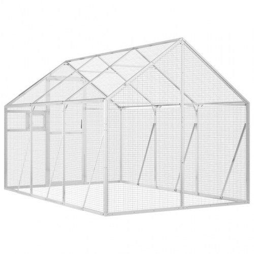 Voliere i aluminium - 179×300×185 cm, sølvfarvet udendørs fuglebur