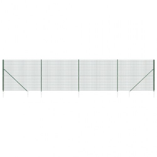 Trådhegn med jordspyd 2,2 × 10 m - grøn, galvaniseret stål med PVC