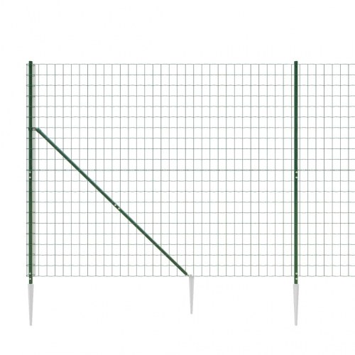 Trådhegn med jordspyd 2,2 × 10 m - grøn, galvaniseret stål med PVC