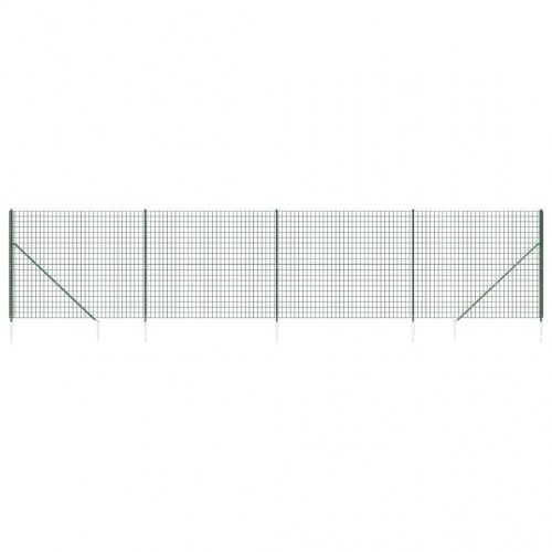 Trådhegn med jordspyd 1,4 × 10 m - grøn, galvaniseret stål med PVC
