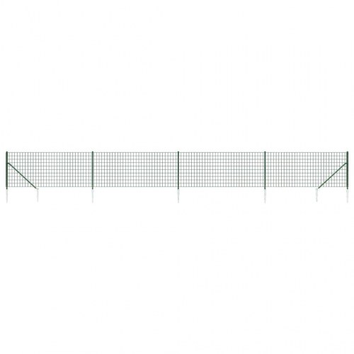 Trådhegn med jordspyd 1,1 × 10 m - grøn, galvaniseret stål med PVC-belægning