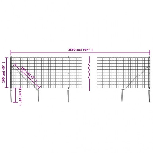 Trådhegn med jordspyd 1 × 25 m - grøn, galvaniseret stål med PVC