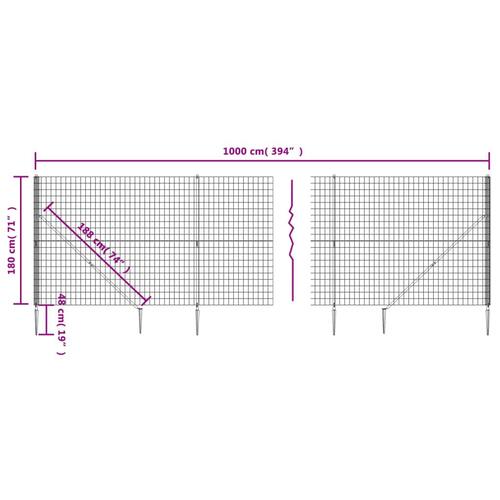 Trådhegn med jordspyd 1,8x10 m antracitgrå