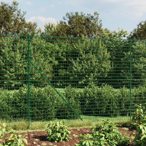 Trådhegn med flange 1,4 × 25 m - grøn, galvaniseret stål med PVC