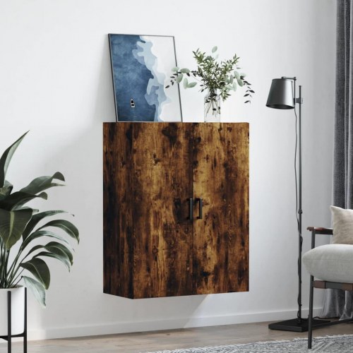 Væghængt skab 69,5×34×90 cm i konstrueret træ - røget sonoma-eg