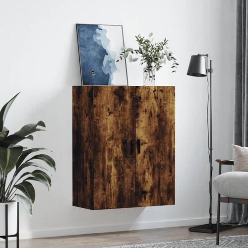 Væghængt skab 69,5x34x90 cm konstrueret træ røget sonoma-eg
