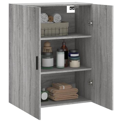 Væghængt skab 69,5x34x90 cm konstrueret træ grå sonoma-eg