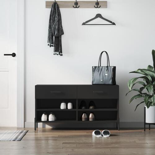 Skobænk 102x35x55 cm konstrueret træ sort