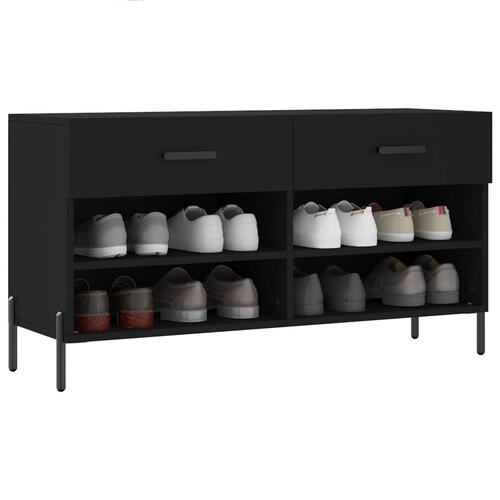 Skobænk 102x35x55 cm konstrueret træ sort