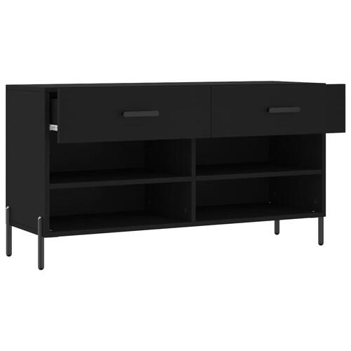 Skobænk 102x35x55 cm konstrueret træ sort