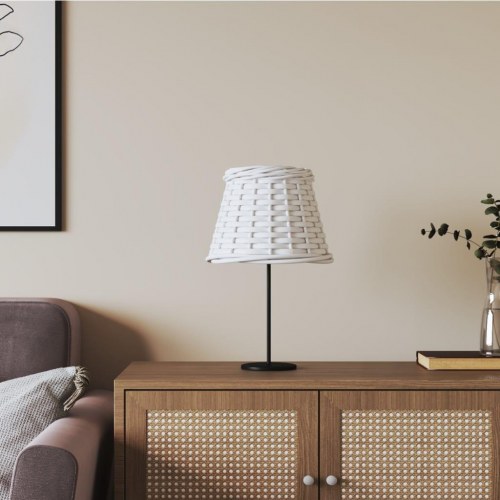 Lampeskærm Ø15 × 12 cm i hvid flet - til bordlampe og pendel