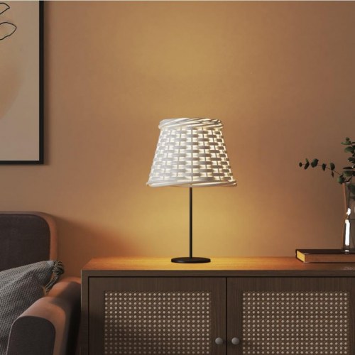 Lampeskærm Ø15 × 12 cm i hvid flet - til bordlampe og pendel