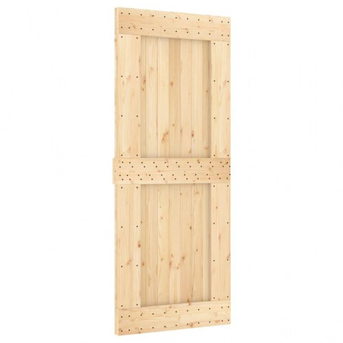 Skydedør med monteringssæt 85x210 cm massivt fyrretræ