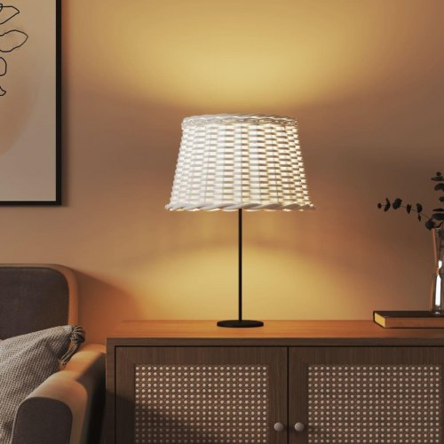Lampeskærm Ø45 x 28 cm i hvid flet - til bordlampe og pendel