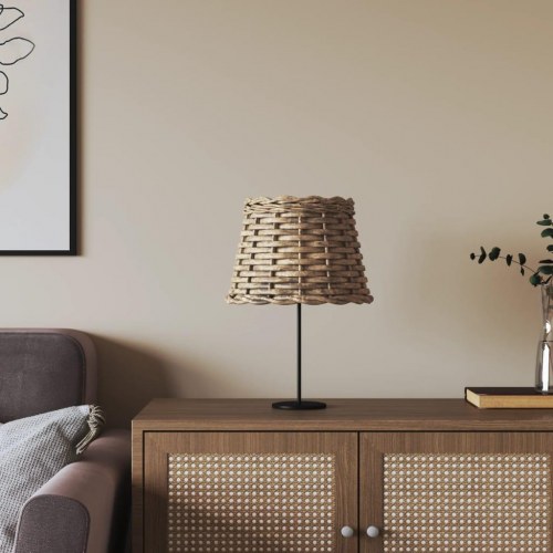 Lampeskærm Ø20 × 15 cm i brun flet - til bordlampe og pendel