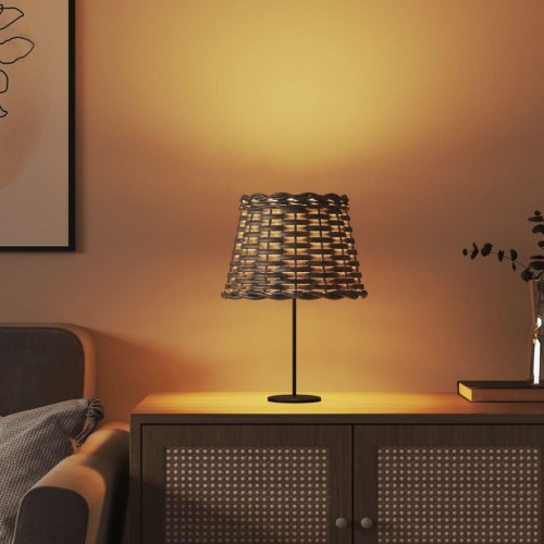 Lampeskærm Ø20 × 15 cm i brun flet - til bordlampe og pendel