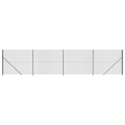 Trådhegn med flange 1,6 × 10 m - antracitgrå, galvaniseret og PVC-belagt