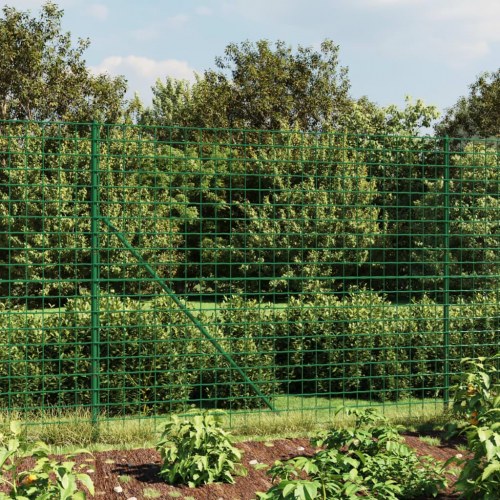 Trådhegn med flange 1,4 × 25 m - grøn PVC-belagt, galvaniseret stål