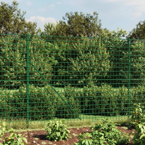 Trådhegn med flange 2,2 × 10 m - grøn, galvaniseret stål med PVC-belægning