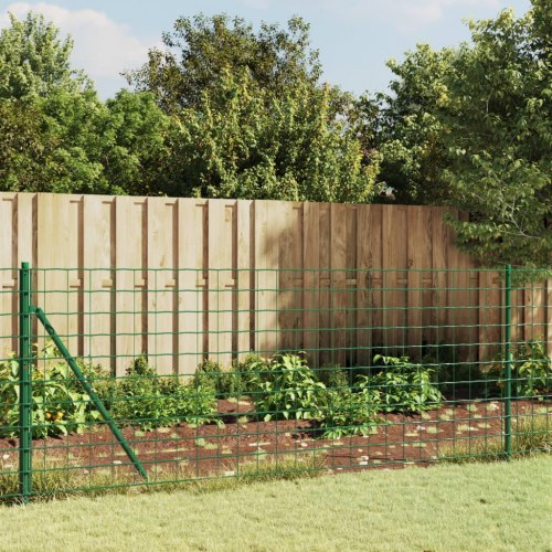 Trådhegn med flange 0,8 × 25 m - grøn, galvaniseret og PVC-belagt