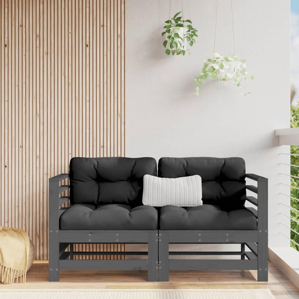 Hjørnemoduler Til Sofa Stk Med Hynder Massivt Fyrretræ Grå