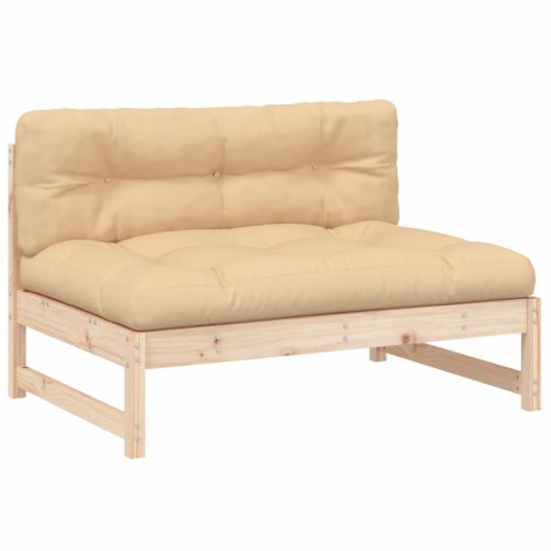 Midtermodul til havesofa 120×80 cm i massivt fyrretræ - beige hynder