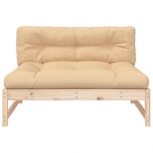 Midtermodul til havesofa 120×80 cm i massivt fyrretræ - beige hynder