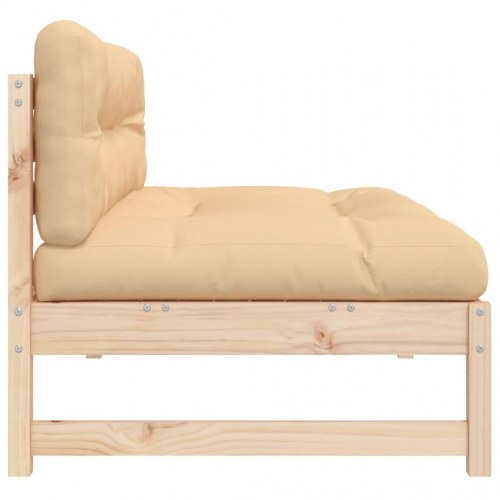 Midtermodul til havesofa 120×80 cm i massivt fyrretræ - beige hynder