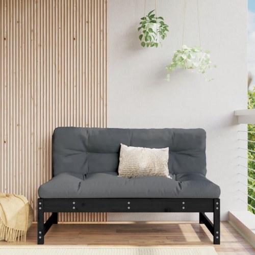 Midtermodul til sofa 120x80 cm massivt fyrretræ sort