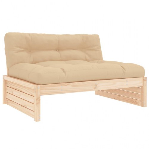 Midtermodul til havesofa 120×80 cm - massivt fyrretræ med beige hynder