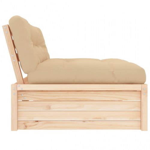 Midtermodul til havesofa 120×80 cm - massivt fyrretræ med beige hynder