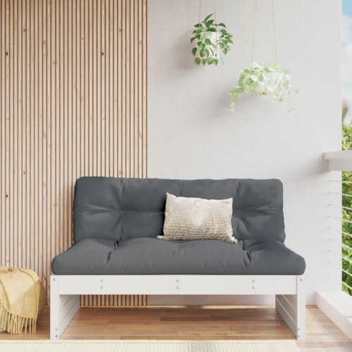 Midtermodul til havesofa 120×80 cm - massivt fyrretræ, hvid med antracit hynder