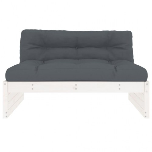 Midtermodul til havesofa 120×80 cm - massivt fyrretræ, hvid med antracit hynder