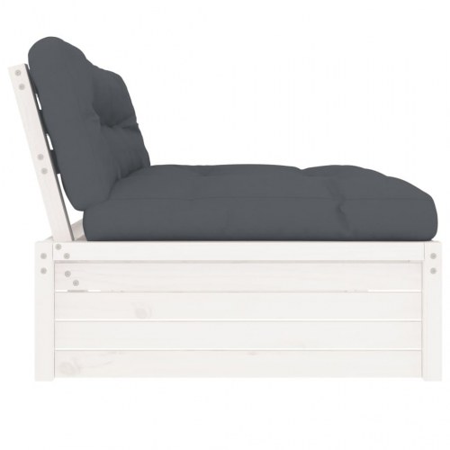 Midtermodul til havesofa 120×80 cm - massivt fyrretræ, hvid med antracit hynder