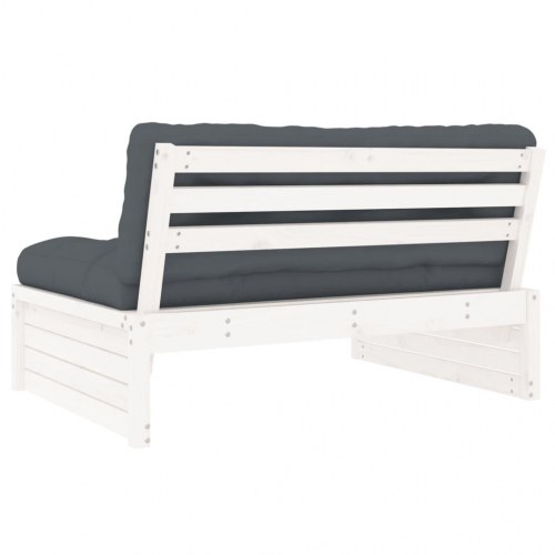 Midtermodul til havesofa 120×80 cm - massivt fyrretræ, hvid med antracit hynder