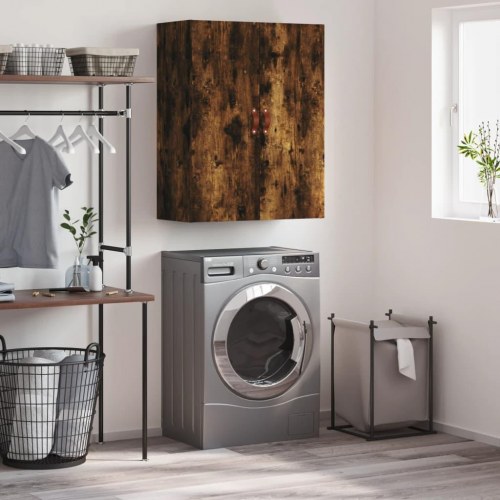 Væghængt skab 69,5x34x90 cm konstrueret træ røget sonoma-eg